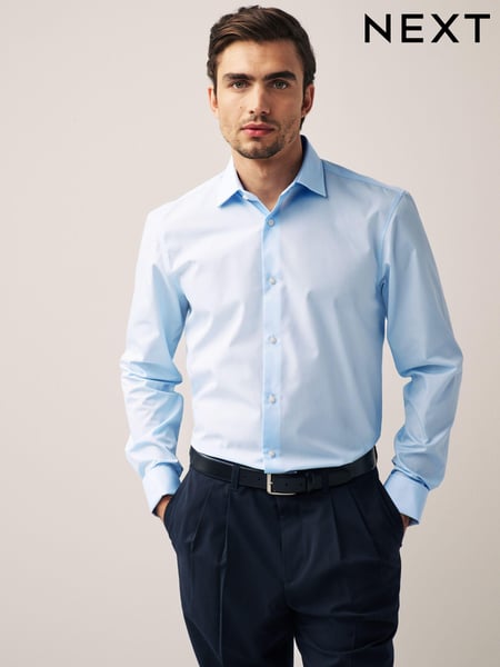Light Blue Regular Fit Easy Care Double Cuff Smart Shirt (D20155) | € 33