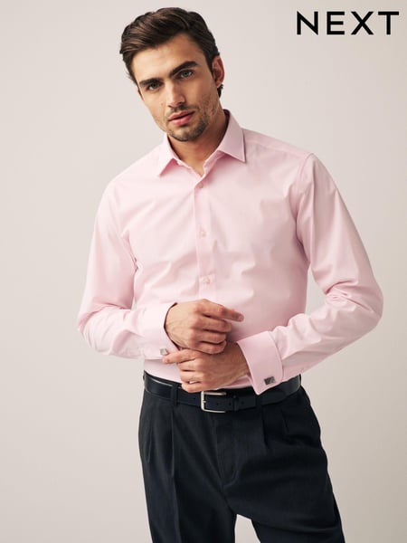 Pink Slim Fit Easy Care Double Cuff Smart Shirt (D20156) | € 16