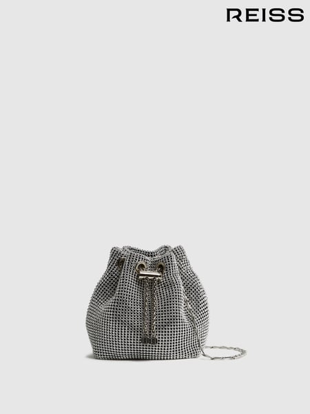Reiss Silver Demi Crystal Mini Bucket Bag (D21803) | € 231