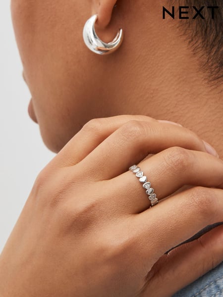 Sterling Silver Heart Sparkle Ring (D24638) | € 26