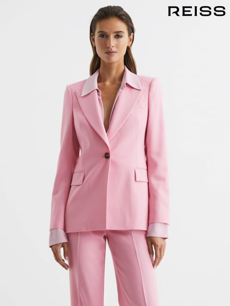 Reiss Pink Blair Single Breasted Wool Blend Blazer (D25833) | € 418