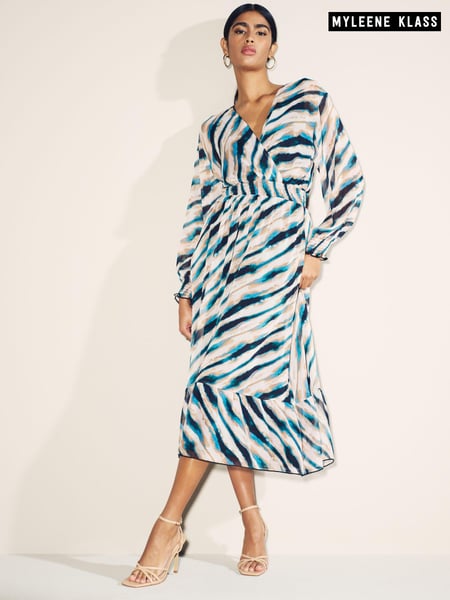 Myleene Klass Printed Chiffon Wrap Black/White Dress (D35780) | € 20