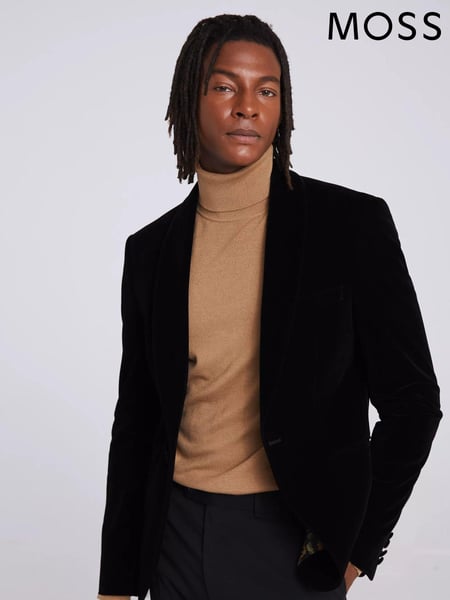 MOSS Black Tailored Fit Velvet 100% Cotton Jacket (D39845) | € 155