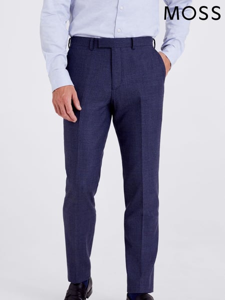 MOSS Blue Tailored Fit Check Trousers (D40324) | € 172