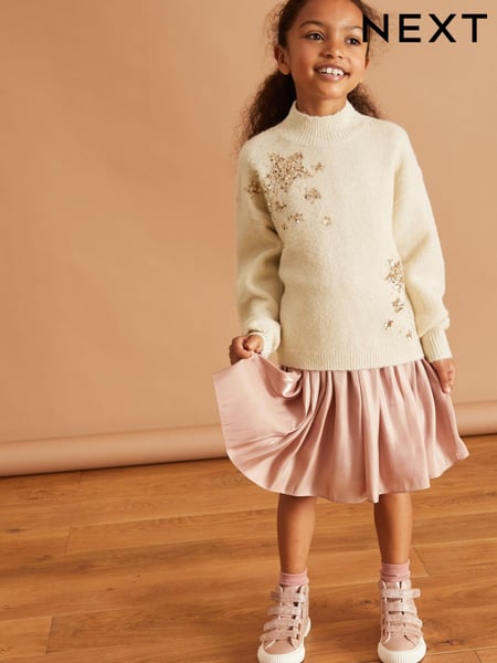 Ecru Sequin Star Knitted Jumper (3-16yrs) (D41091) | € 6 - € 7