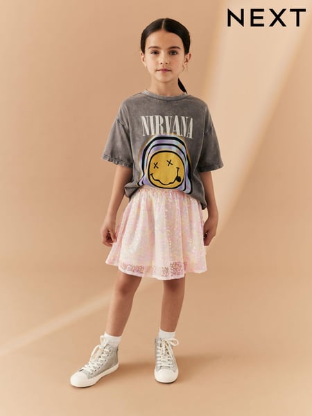 Pink Multi Floral Sequin Skirt (3-16yrs) (D42338) | € 4 - € 5