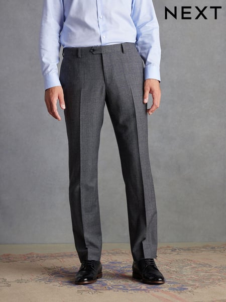 Grey Tailored Fit Signature British Fabric Check Suit Trousers (D43293) | € 32