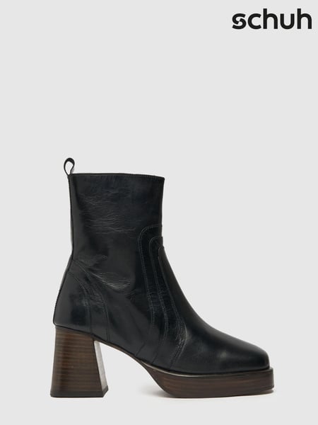 Schuh Cora Black Leather Platfrom Boots (D45580) | € 62