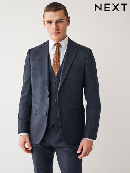 Navy Blue Check Suit Jacket (D49805) | € 29