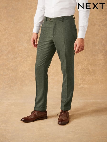 Green Slim Fit Trimmed Donegal Suit: Trousers (D49833) | € 88