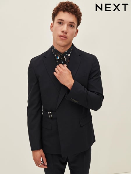 Navy Blue EDIT Slim Fit Wrap Front Suit Jacket (D49891) | € 19
