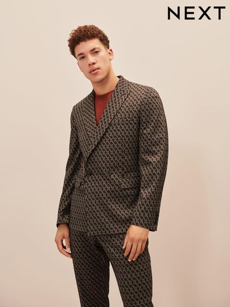 Brown EDIT Geometric Slim Fit Suit (D49897) | € 26