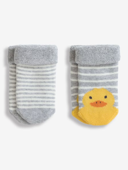 JoJo Maman Bébé Marl Grey Duck 2-Pack Baby Socks (D51877) | € 12