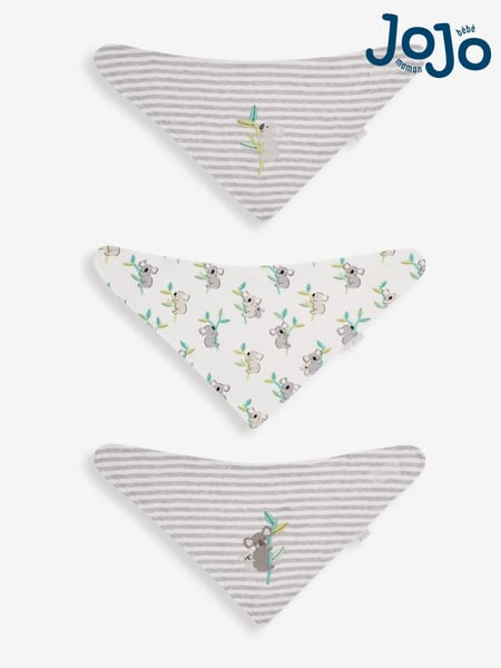 JoJo Maman Bébé Grey Koala Cotton Baby Dribble Bibs 3 Pack (D51882) | € 19