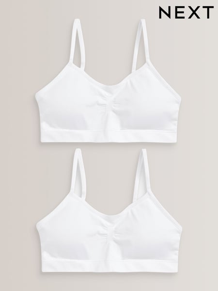 White Seam Free Strappy Crop Tops 2 Pack with Removable Lightly Padded Cups (7-16yrs) (D56550) | € 18