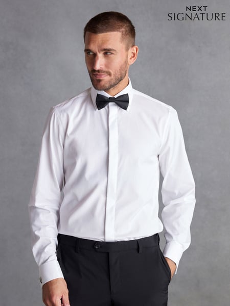 White Signature Occasion 100% Cotton Shirt And Black Bow Tie Pack (D57449) | € 78