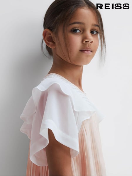 Reiss Pink Dina 9-14 yrs Pleated Metallic Dress (D60727) | € 131