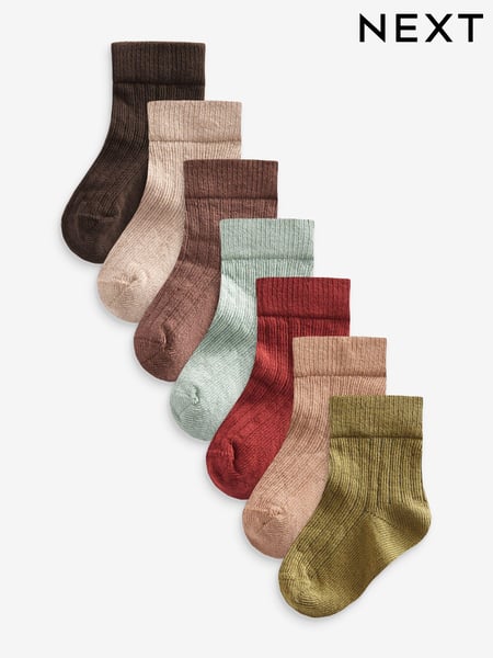 Mixed Muted 7 Pack Baby Socks (0mths-2yrs) (D61763) | € 11