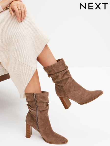 Mink Brown Forever Comfort® Heeled Slouch Midi Boots (D63906) | € 17