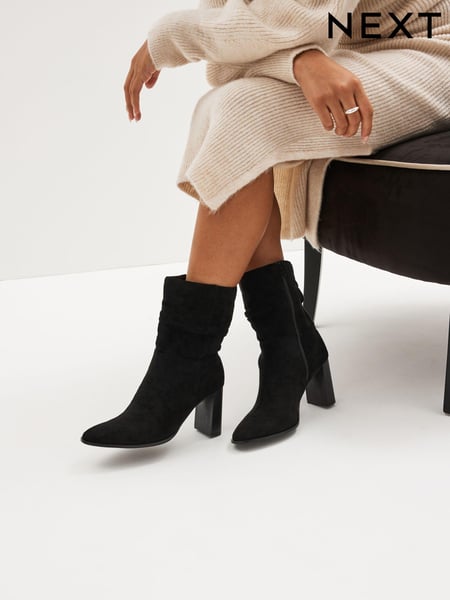 Black Forever Comfort® Heeled Slouch Midi Boots (D63968) | € 17