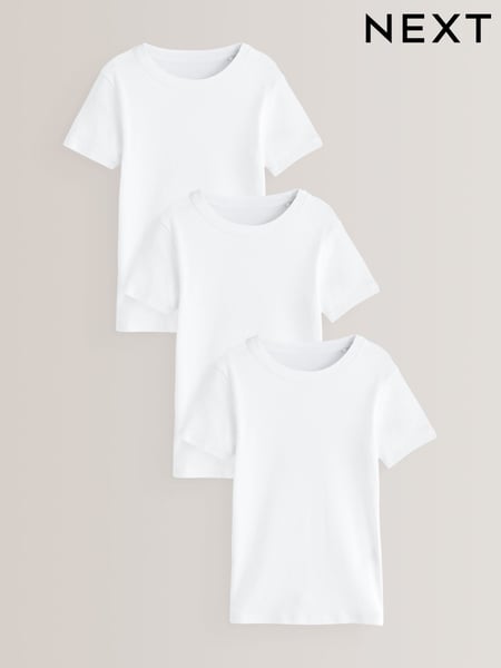 White 100% Cotton Short Sleeve Vests 3 Pack (1.5-16yrs) (D64207) | € 14 - € 20