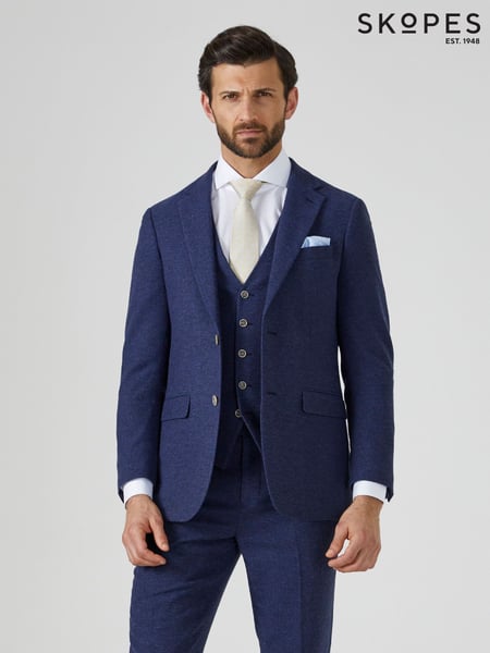 Skopes Navy Blue Jude Tweed Tailored Fit Suit Jacket (D64293) | € 218