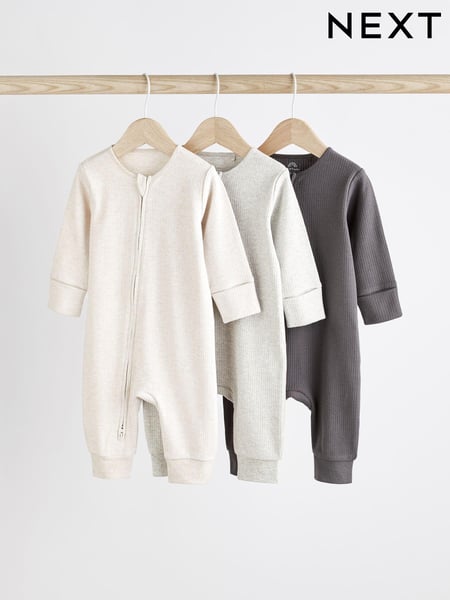 Neutral Baby Footless 2 Way Zip 100% Cotton Sleepsuits 3 Pack (0mths-3yrs) (D64603) | € 23 - € 26