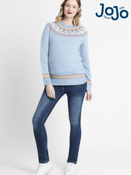 JoJo Maman Bébé Blue Womens Snowman Fair Isle Pattern Jumper (D66856) | € 63
