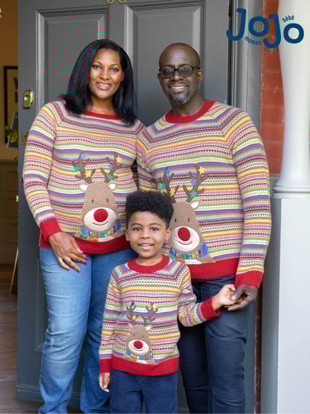JoJo Maman Bébé Multi Mens Reindeer Appliqué Fair Isle Pattern Jumper (D66877) | € 63
