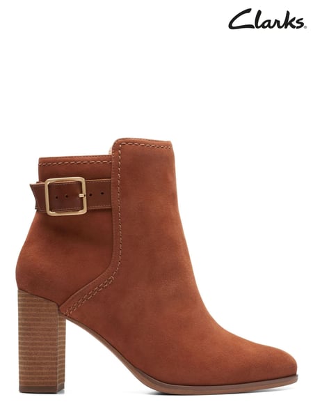Clarks Brown Caramel Suede Freva85 Buckle Boots (D68099) | € 34