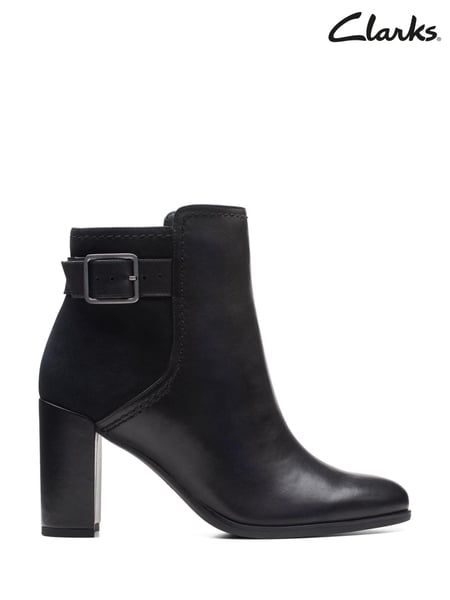 Clarks Black Caramel Suede Freva85 Buckle Boots (D68101) | € 34