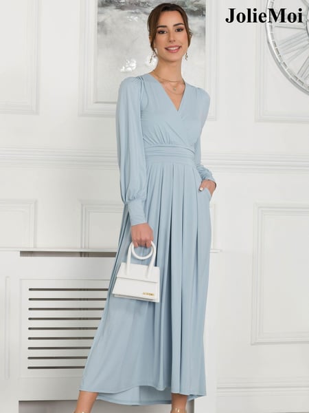 Jolie Moi Blue Rashelle Jersey Long Sleeve Maxi Dress (D69193) | € 66
