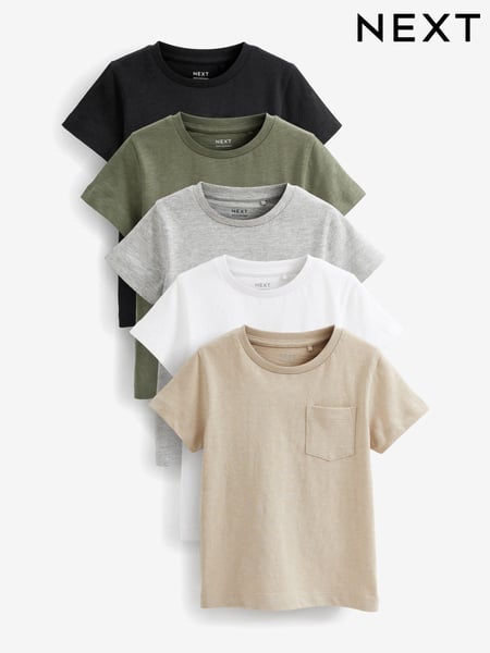Black/Grey Short Sleeve T-Shirts 5 Pack (3mths-7yrs) (D71680) | € 23 - € 28