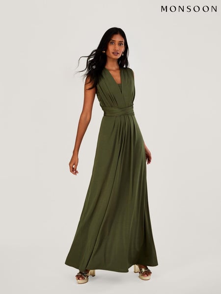 Monsoon Green Thea Twist Me Tie Maxi Dress (D72451) | € 172