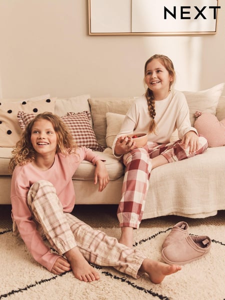 Pink/Cream Woven Check Pyjamas 2 Packs (3-16yrs) (D73803) | € 25 - € 32