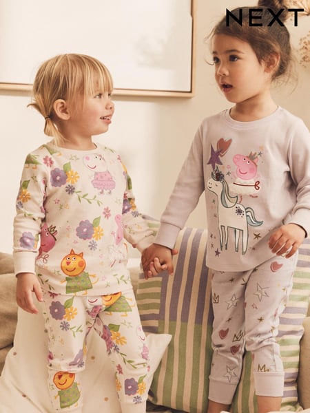 Peppa Pig Lilac Purple/White 2 Pack License Snuggle Pyjamas (9mths-8yrs) (D73942) | € 35 - € 44