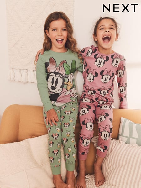 Pink/Green 2 Pack Minnie Mouse And Daisy Duck 100% Cotton Snuggle Pyjamas (9mths-10yrs) (D73970) | € 26 - € 32