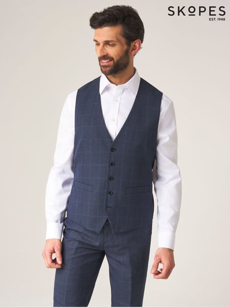 Skopes Blue Single Breasted Double Breasted Scoop Anello Suit Waistcoat (D75241) | € 86