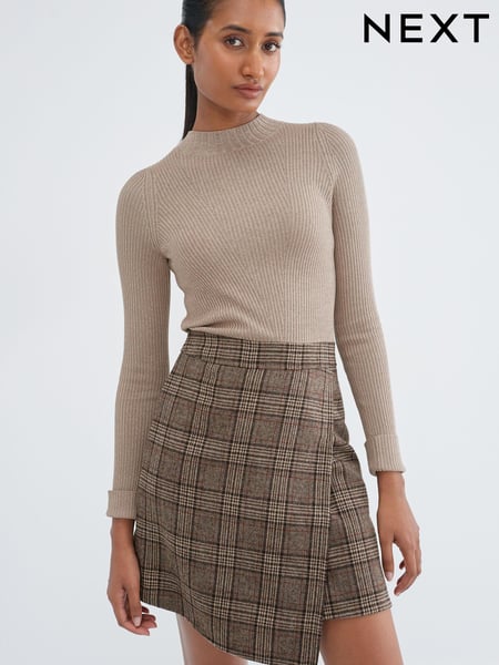 Neutral 2-In-1 High Neck Check Mix Jumper Dress (D75735) | € 14