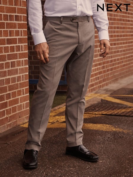 Taupe Natural Herringbone Suit Trousers (D76740) | € 13