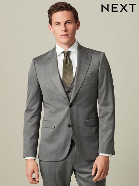 Grey Slim Fit Wool Blend Suit Jacket (D76751) | € 32