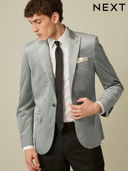 Light Grey Slim Velvet Blazer (D76888) | € 23