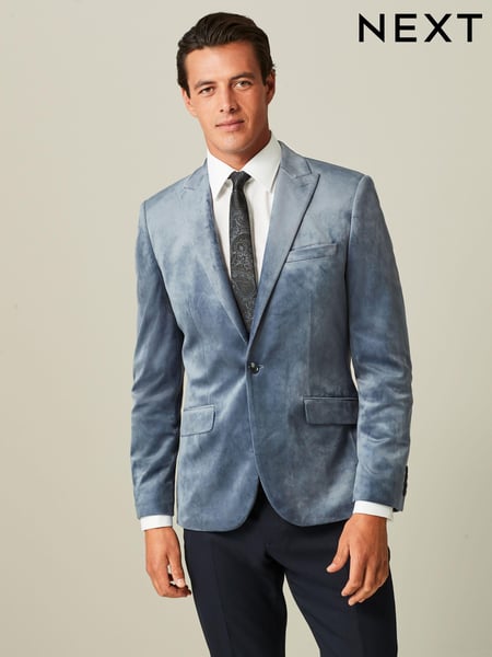 Blue Slim Velvet Blazer (D76899) | € 23