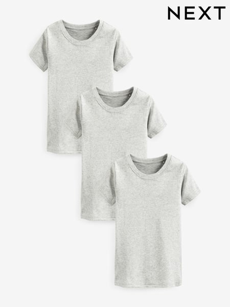 Grey 100% Cotton Short Sleeve Vests 3 Pack (1.5-16yrs) (D77670) | € 14 - € 20