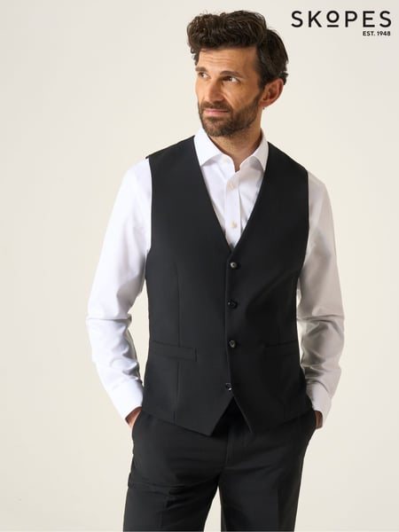 Skopes Black Single Breasted Wool Rich Darwin Suit Waistcoat (D78251) | € 101