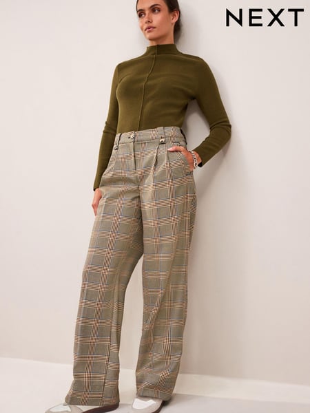 Neutral Check Tailored Wide Trousers (D78546) | € 10