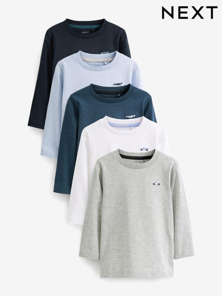 Blue/Navy Long Sleeve T-Shirts 5 Pack (3mths-7yrs) (D79991) | € 28 - € 34