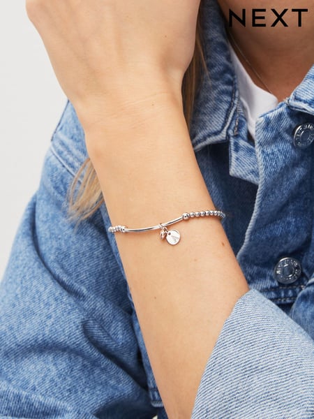 Sterling Silver Initial Heart Beaded Bracelet (D80553) | € 8