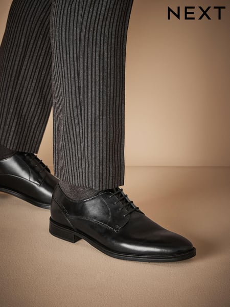 Black Signature Leather Derby Shoes (D80797) | € 59