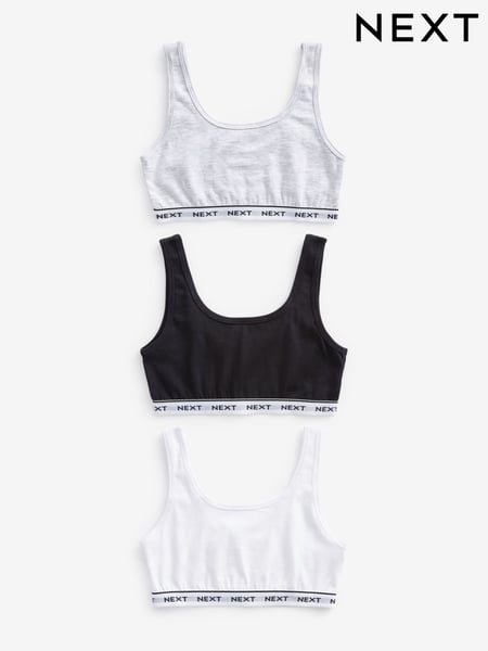 Black/Grey/White Contrast Elastic Scoop Crop Top (5-16yrs) (D82112) | € 11 - € 16